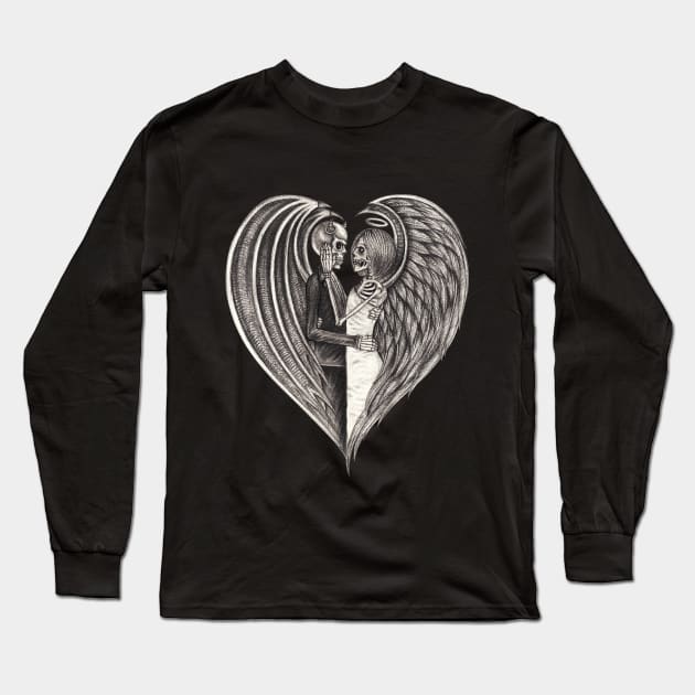 Angels and demons skeletons in love. Long Sleeve T-Shirt by Jiewsurreal